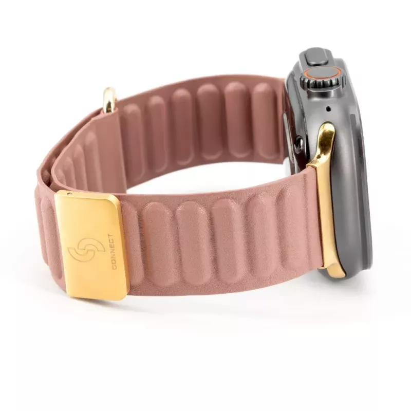 Connect Watch 42/44/45mm Premium synthetisch cortexleer magnetische zuigsluiting armband rosarood