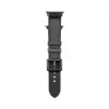 Connect Watch 38/40/41mm siliconen patch leer armband (132mm M/L) zwart