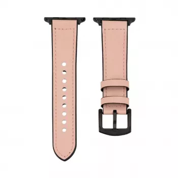 Connect Watch 38/40/41mm siliconen patch leer armband (132mm M/L) pink sand