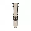 Connect Watch 38/40/41mm siliconen patch leer armband (132mm M/L) wit