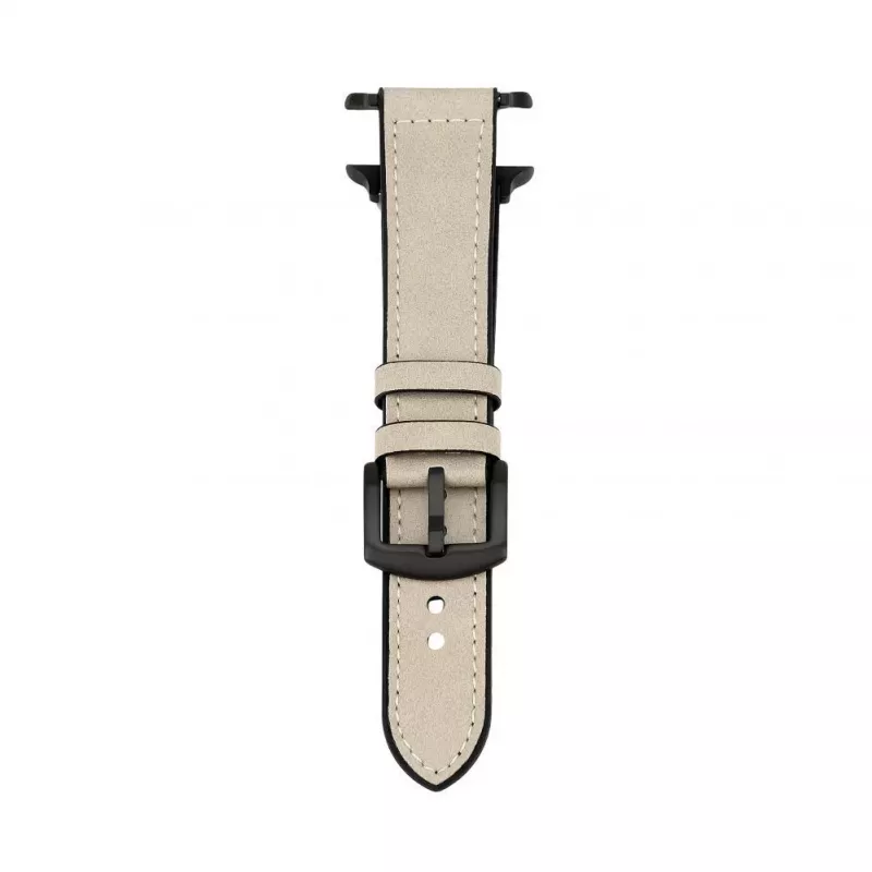 Connect Watch 38/40/41mm siliconen patch leer armband (132mm M/L) wit