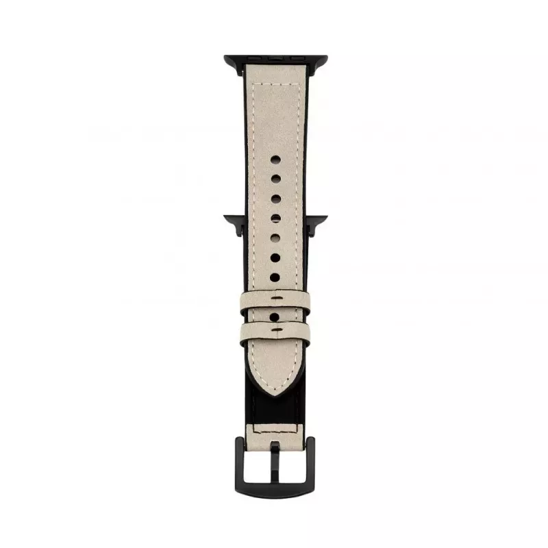 Connect Watch 38/40/41mm siliconen patch leer armband (132mm M/L) wit