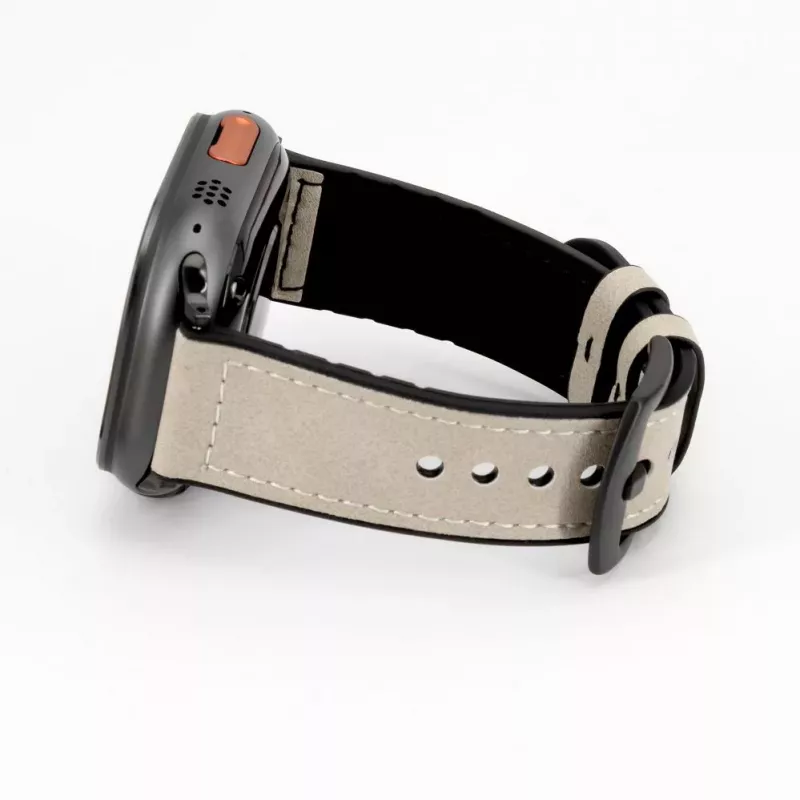 Connect Watch 38/40/41mm siliconen patch leer armband (132mm M/L) wit