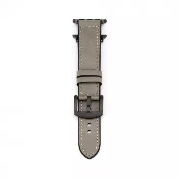 Connect Watch 38/40/41mm siliconen patch leer armband (132mm M/L) zilver