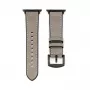 Connect Watch 38/40/41mm siliconen patch leer armband (132mm M/L) zilver