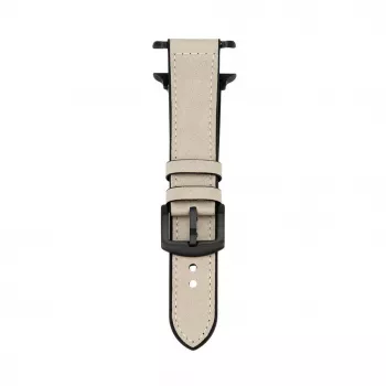 Connect Watch 42/44/45mm siliconen patch leer armband (132mm M/L) wit