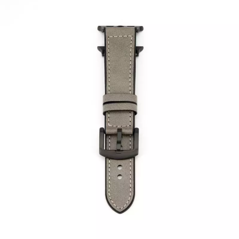 Connect Watch 42/44/45mm siliconen patch leer armband (132mm M/L) zilver