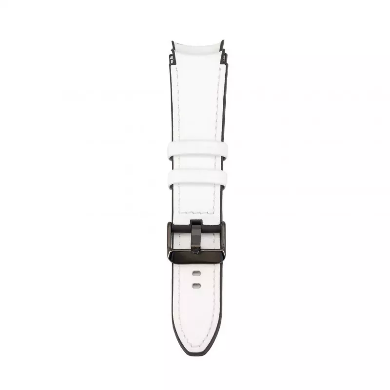 Connect 20mm siliconen patch leer armband (130mm M/L) wit