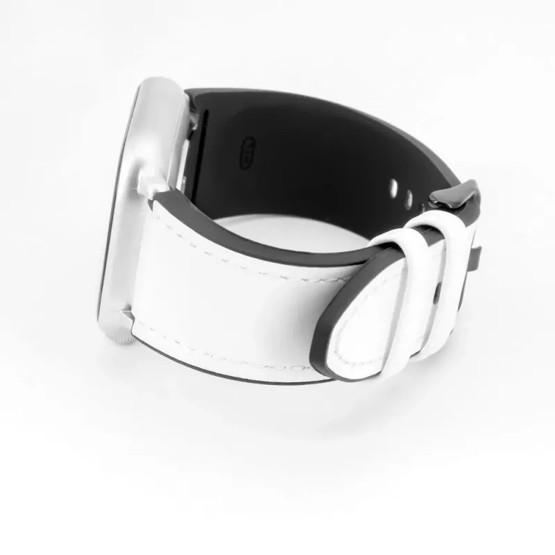 Connect 20mm siliconen patch leer armband (130mm M/L) wit