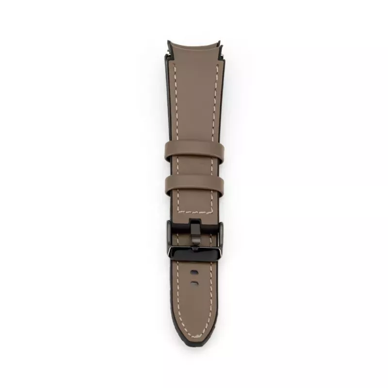 Connect 20mm siliconen patch leer armband (130mm M/L) taupe