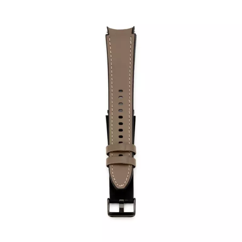 Connect 20mm siliconen patch leer armband (130mm M/L) taupe