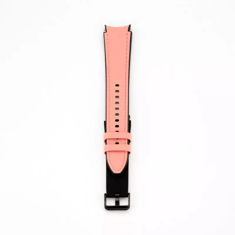 Connect 20mm siliconen patch leer armband (130mm M/L) roze