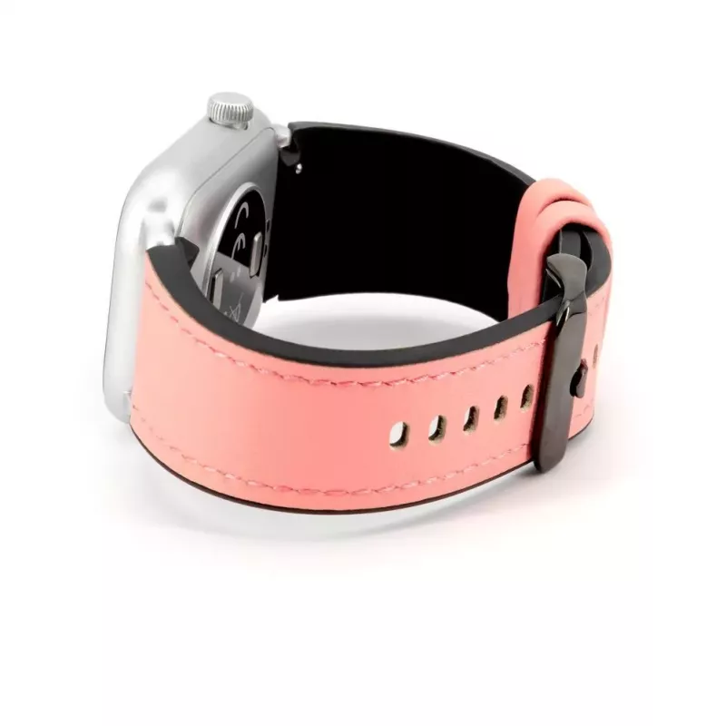 Connect 20mm siliconen patch leer armband (130mm M/L) roze