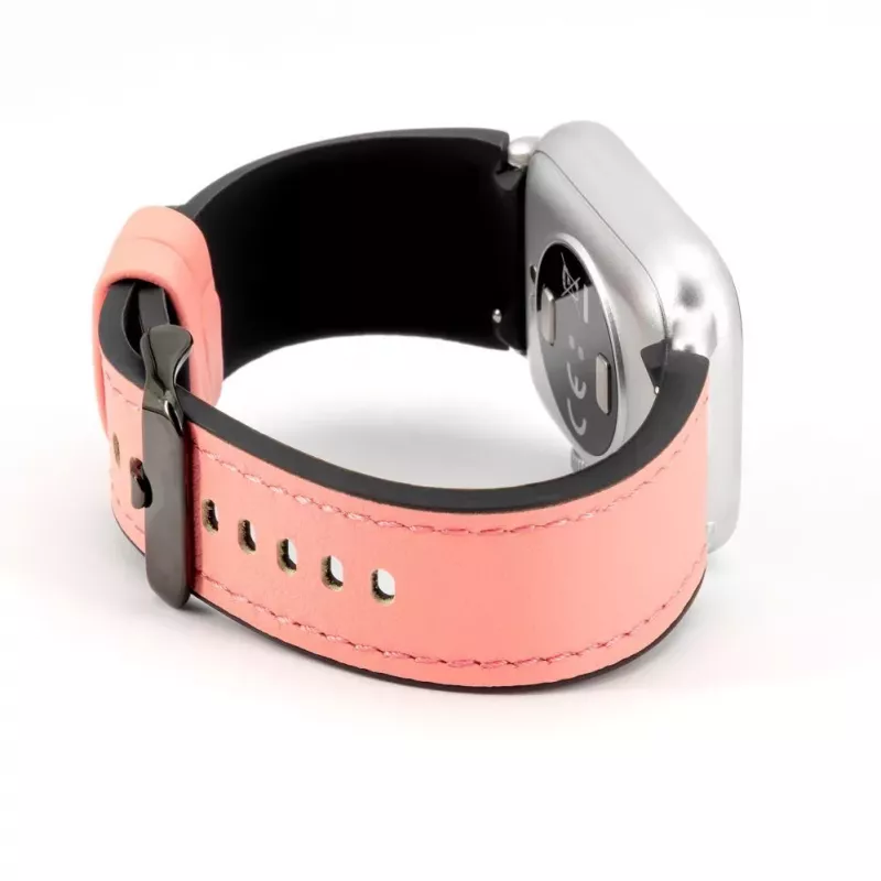 Connect 20mm siliconen patch leer armband (130mm M/L) roze