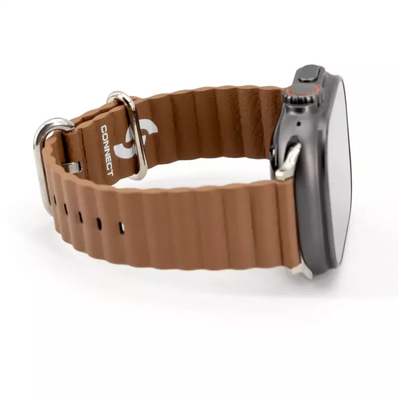 Connect Watch 38/40/41mm marine leren armband bruin