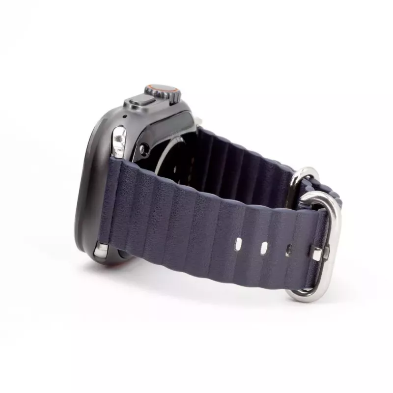 Connect Watch 42/44/45mm marine leren armband marineblauw