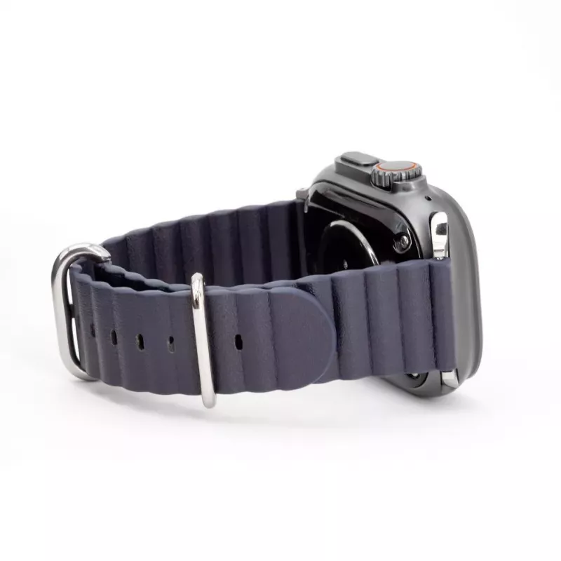 Connect Watch 42/44/45mm marine leren armband marineblauw