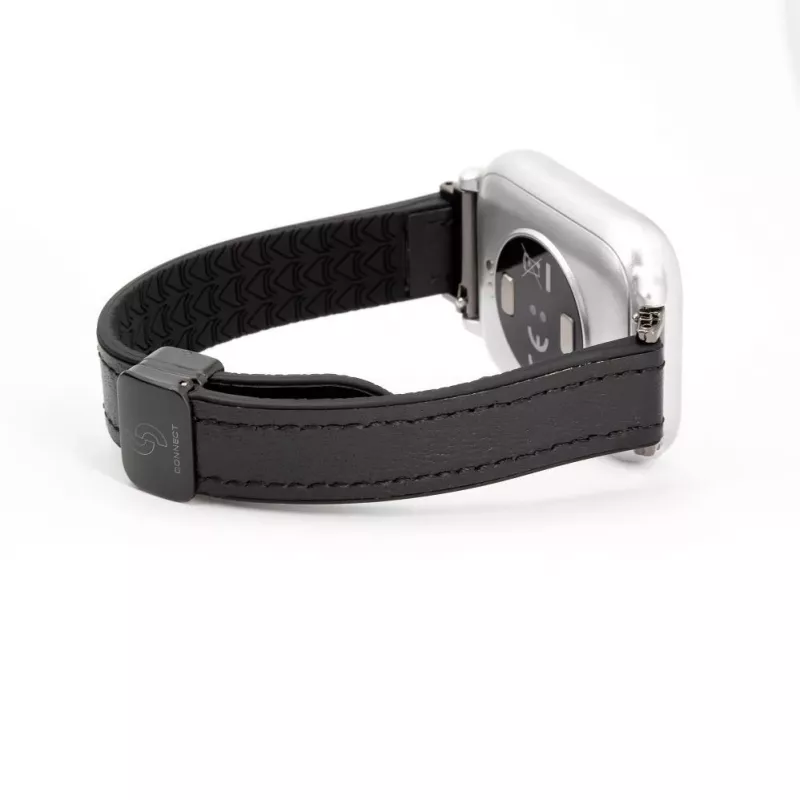 Connect 20mm siliconen-leer armband met magneetsluiting zwart