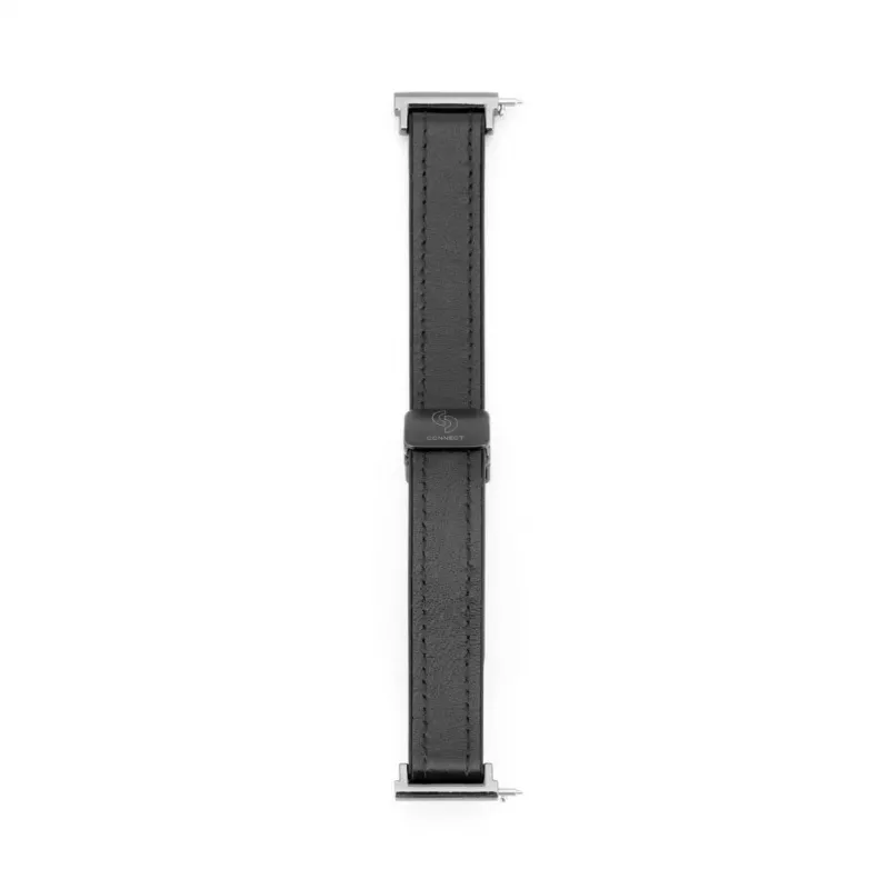 Connect 22mm siliconen-leer armband met magneetsluiting zwart