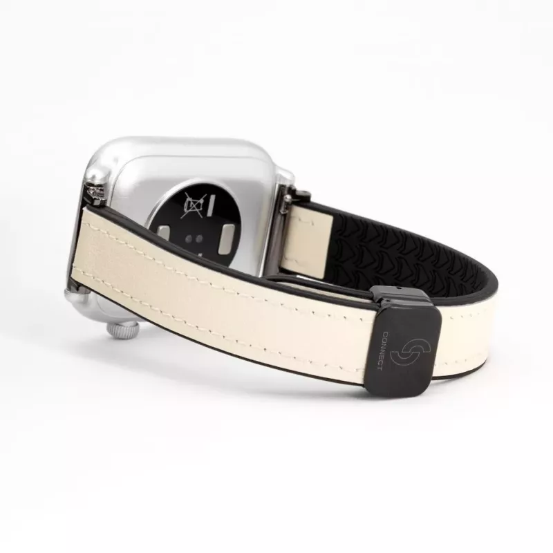 Connect 22mm siliconen-leer armband met magneetsluiting wit