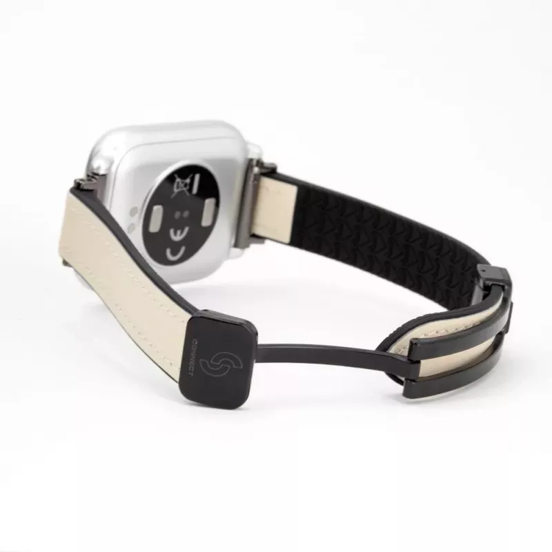 Connect 22mm siliconen-leer armband met magneetsluiting wit