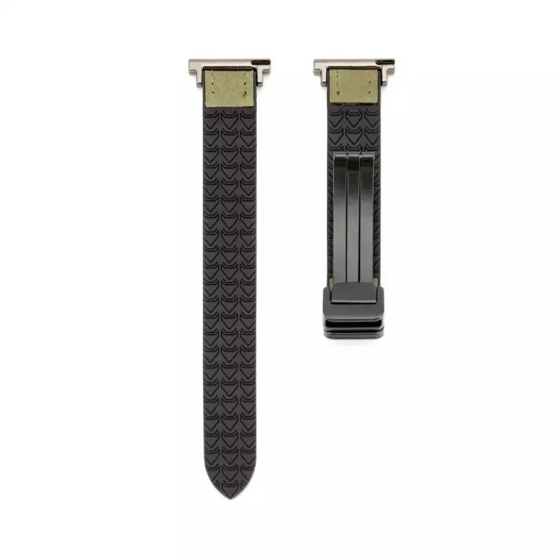 Connect 22mm siliconen-leer armband met magneetsluiting woudgroen