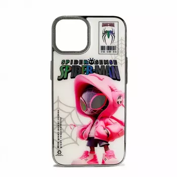 iLike Apple iPhone 14 PC siliconen hoesje Spider Sense wit roze