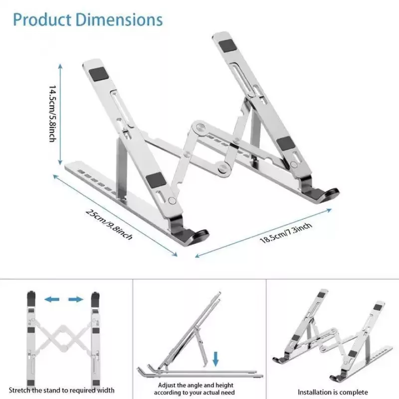 iLike STM1 metalen opvouwbare notebookstandaard voor 10-17,3 inch laptops - zilver