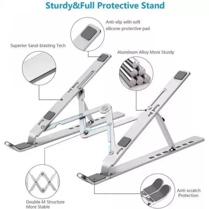 iLike STM1 metalen opvouwbare notebookstandaard voor 10-17,3 inch laptops - zilver