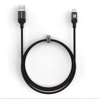 Evelatus USB-A naar USB-C kabel 1,2m gevlochten nylon zwart