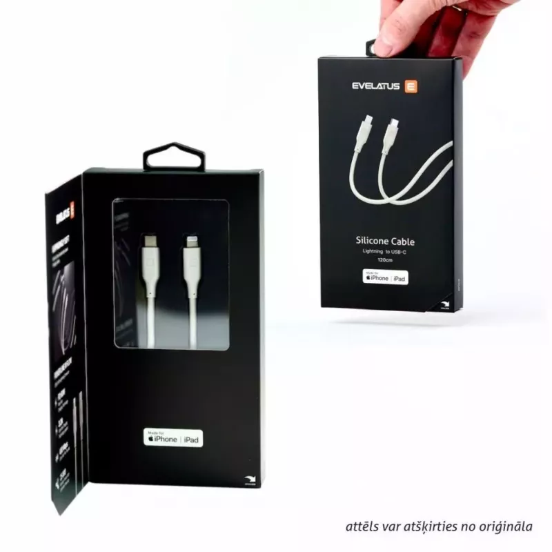 Evelatus USB-C naar USB-C siliconen kabel 1,2m 60W / 20V 3A wit