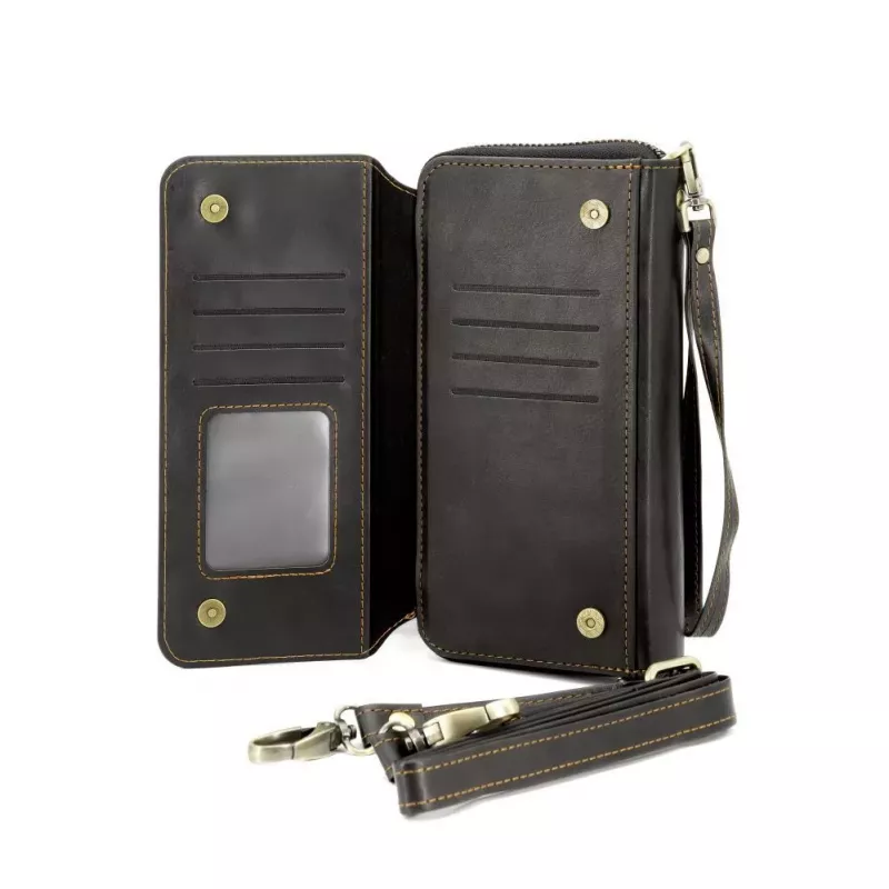 Evelatus Universal Leather Zipper Design Wallet zwart