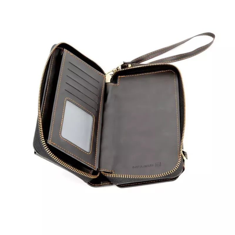 Evelatus Universal Leather Zipper Design Wallet zwart