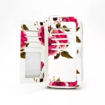 EVELATUS Universele Wallet Zipper Design Flower wit
