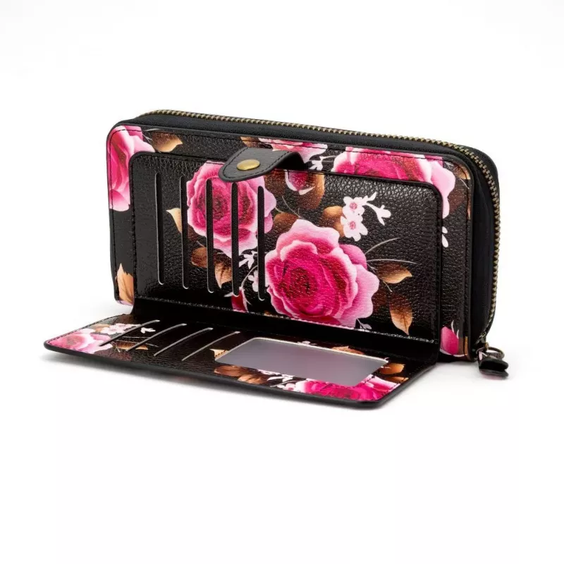 Evelatus Universele Wallet Zipper Design Flower zwart