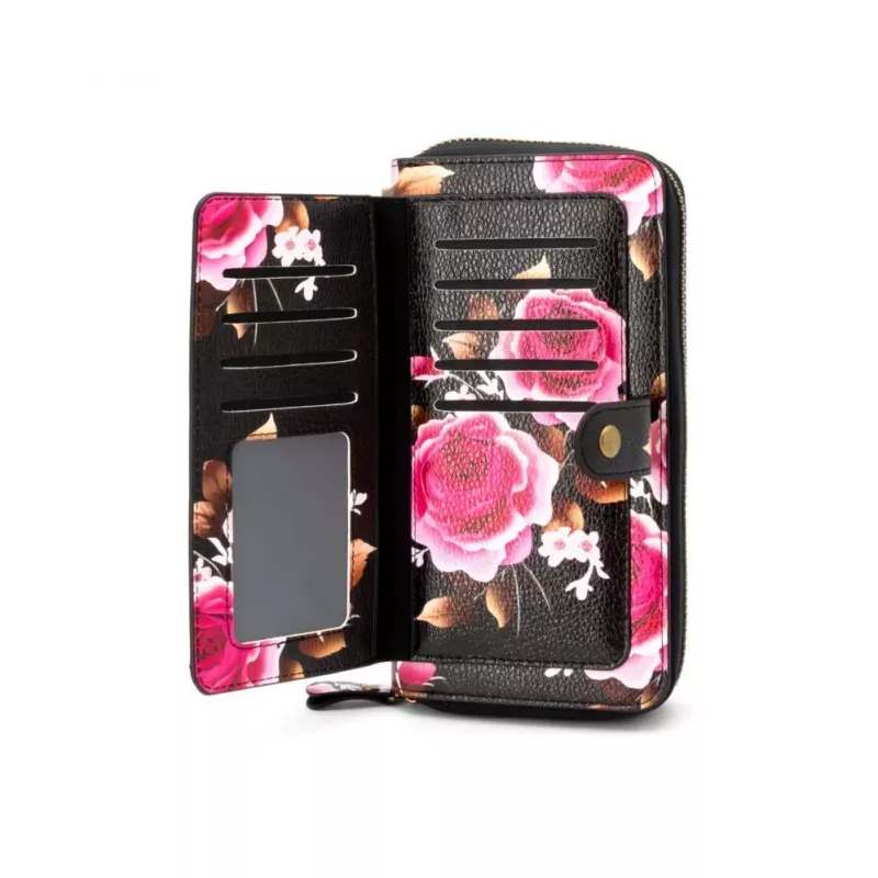 Evelatus Universele Wallet Zipper Design Flower zwart