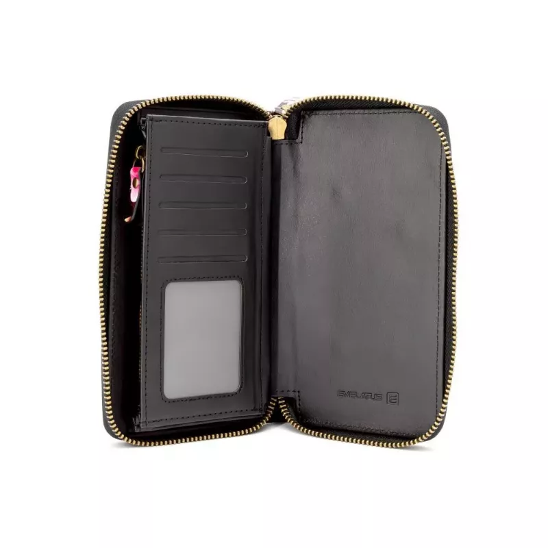 Evelatus Universele Wallet Zipper Design Flower zwart