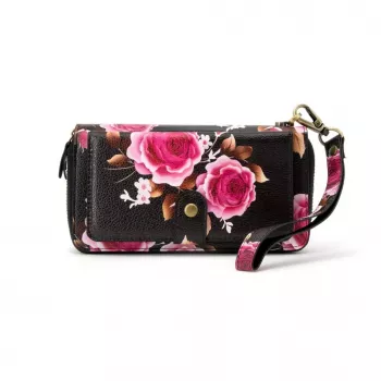 Evelatus Universele Wallet Zipper Design Flower zwart