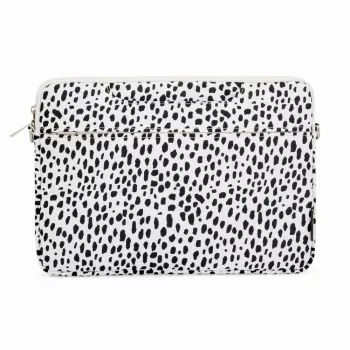 iLike 15-16 inch stoffen laptoptas met schouderband panter wit