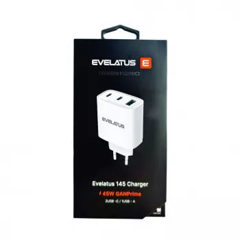 Evelatus 45W Max snellader EU USB-C1/USB-C1/USB-A - RCE-4501ACCL wit