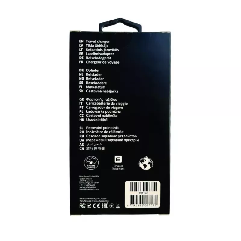 Evelatus 45W Max snellader EU USB-C1/USB-C1/USB-A - RCE-4501ACCL wit