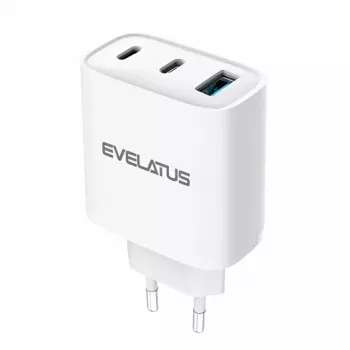 Evelatus 45W Max snellader EU USB-C1/USB-C1/USB-A - RCE-4501ACCL wit