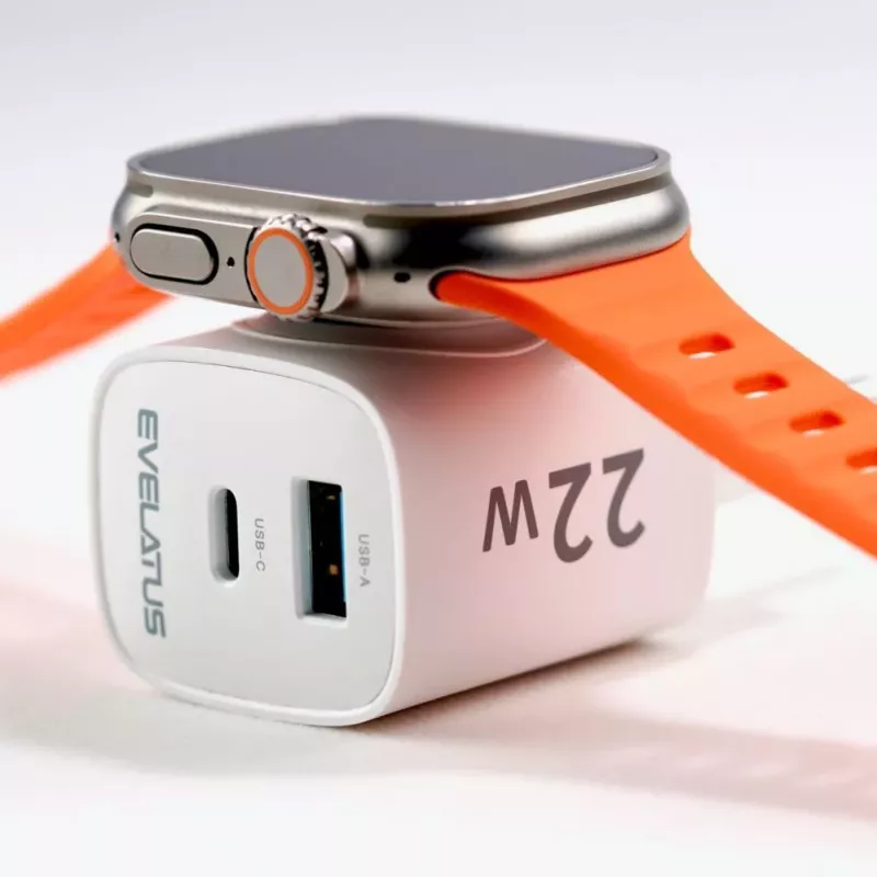Evelatus 2 in 1 oplader 20W Max USB-C+USB-A:15W Max USB-C+USB-A+Wireless:15W+2W 17W Max wit