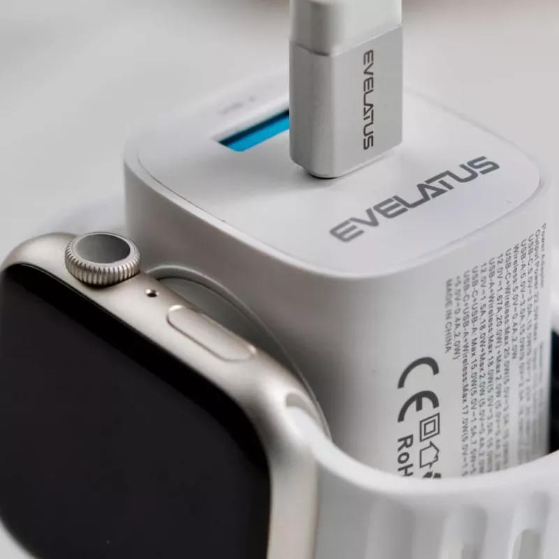 Evelatus 2 in 1 oplader 20W Max USB-C+USB-A:15W Max USB-C+USB-A+Wireless:15W+2W 17W Max wit