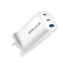 Evelatus 65W Max snellader UK USB-C1/USB-C1/USB-A wit