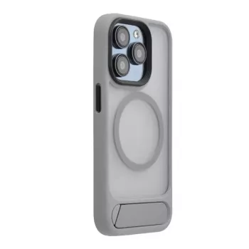 Evelatus Apple iPhone 15 Pro Max Rubber Coated MagSafe met Standaard Hoesje zilver