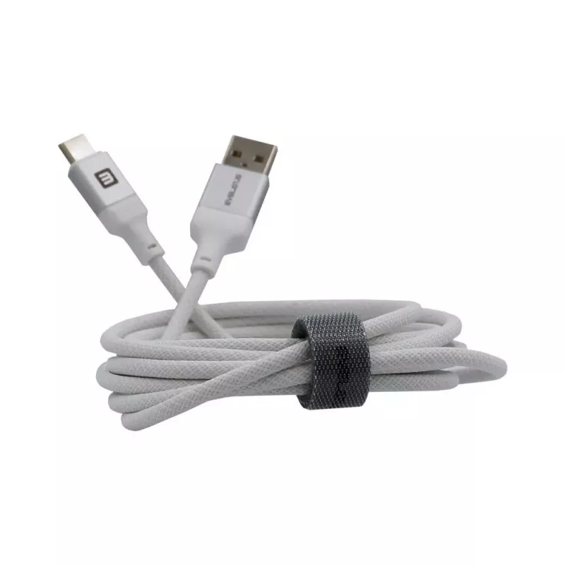 Evelatus USB-A naar USB-C kabel 2M aluminium behuizing gevlochten wit