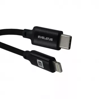Evelatus AutoSpring spiraalkabel USB-A naar Lightning 1.2M kabel zwart