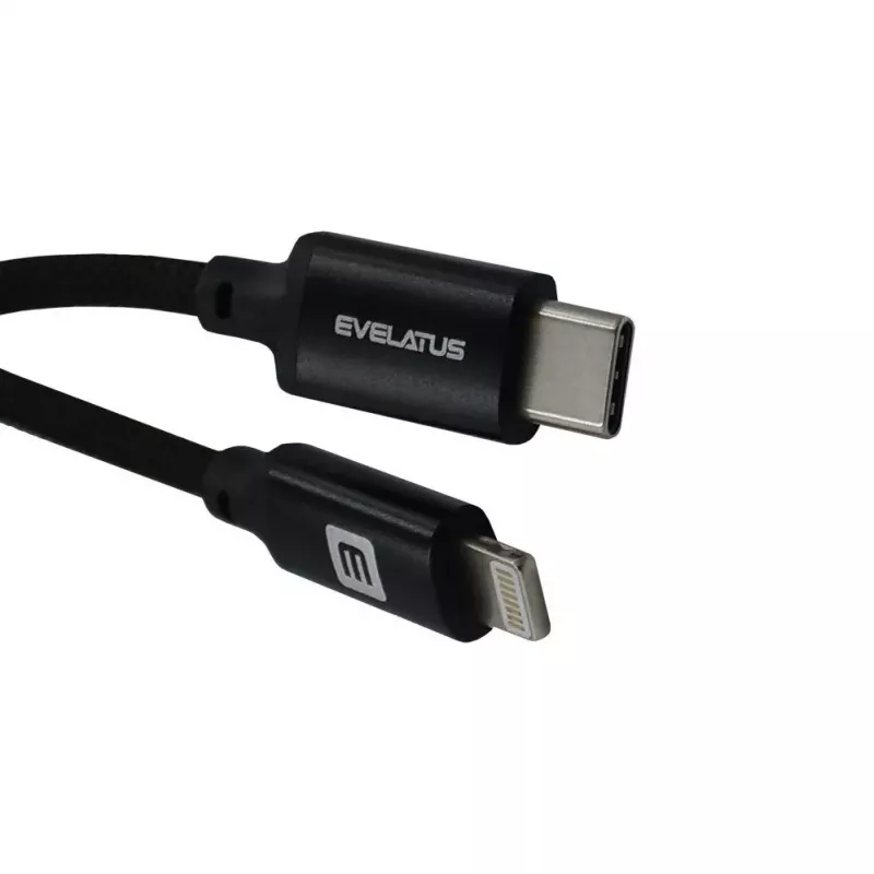 Evelatus AutoSpring spiraalkabel USB-A naar Lightning 1.2M kabel zwart