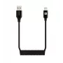 Evelatus AutoSpring spiraalkabel USB-A naar Lightning 1.2M kabel zwart